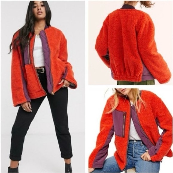 We The Free Jackets & Blazers - We the Free People Rivington Sherpa Jacket Chili Combo OB1006446 L